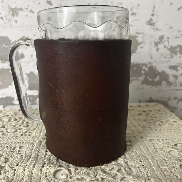 Vtg Noymer Beer Mugs Leather Covers Snap On EPluribus Unum America Eagle Barware - Picture 13 of 16
